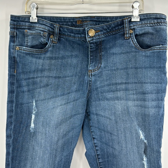 Kut From Kloth Catherine Boyfriend Distressed Cuffed Denim Jeans-Size 14 - Picture 3 of 7